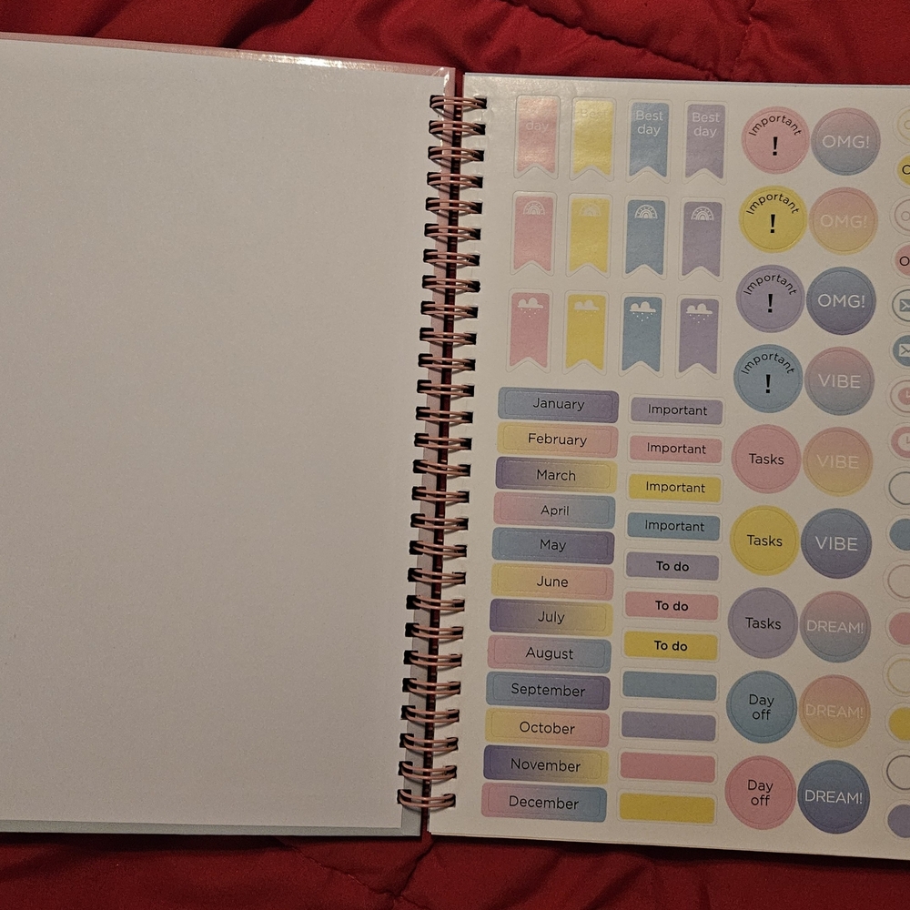 Pink Planner with Stickers and Green Pens - Picture 4 of 9